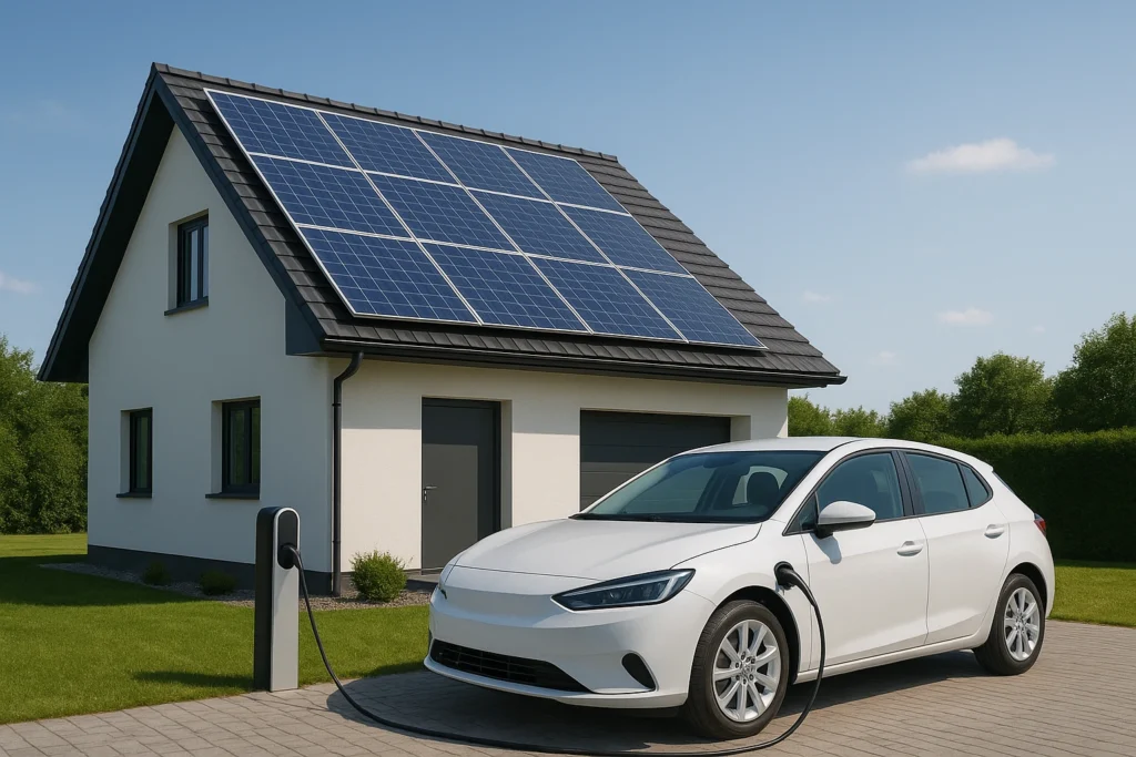 Solceller og elbil opladning